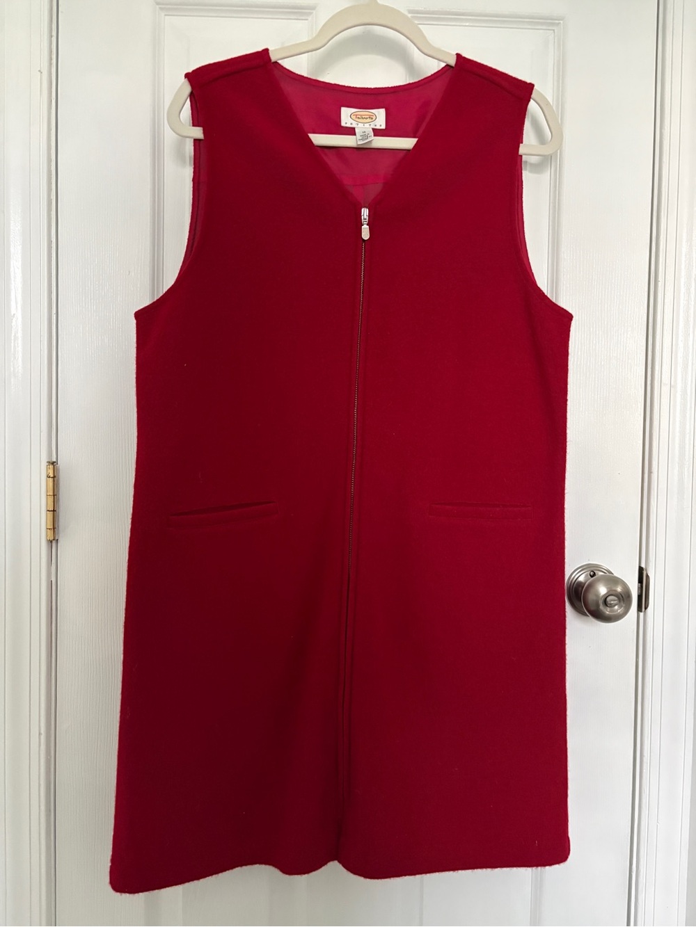 Talbots Sleeveless Front-Zip Shift Dress in Bright Red 12 #0342